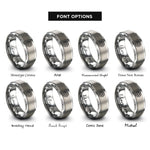 font options for inside engraving on grey sunburst circle rings