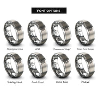 font options for inside engraving on grey sunburst circle rings