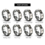 font options for inside engraving on silver sunburst circle rings