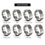 font options for inside engraving on grey sunburst circle rings