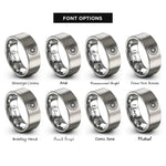 font options for inside engraving on grey sunburst circle rings