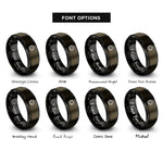 font options for inside engraving on gunmetal & black sunburst gradient rings