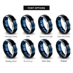 font options for inside engraving on blue & gray sunburst halo rings