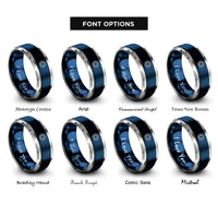 font options for inside engraving on blue & gray sunburst halo rings