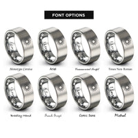font options for inside engraving on silver sunburst halo rings