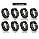 font options for inside engraving on black & gray sunburst mandala rings