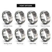 font options for inside engraving on gray sunburst mandala rings