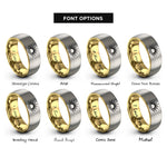 font options for inside engraving on gold & silver sunburst over horizon rings