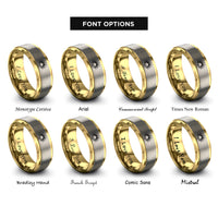 font options for inside engraving on gold & grey sunburst over horizon rings