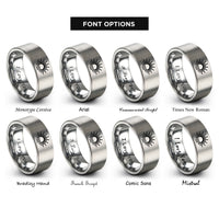 font options for inside engraving on gray sunburst over horizon rings