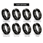 font options for inside engraving on black & grey sundae cup rings
