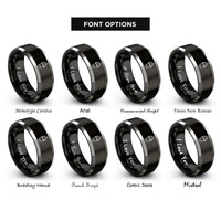font options for inside engraving on black & grey sundae cup rings