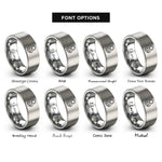 font options for inside engraving on silver sunearthmoon system rings