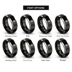 font options for inside engraving on black & grey sunflower rings