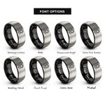 font options for inside engraving on black & silver sunflower rings