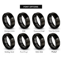 font options for inside engraving on black sunflower rings