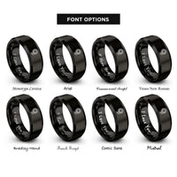 font options for inside engraving on black sunflower rings