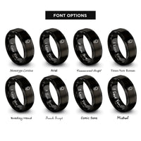 font options for inside engraving on black sunflower rings
