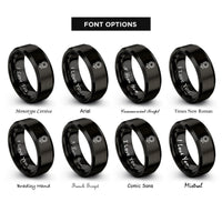 font options for inside engraving on black sunflower rings