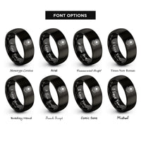 font options for inside engraving on black sunflower rings