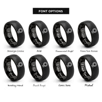 font options for inside engraving on black sunflower rings