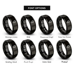 font options for inside engraving on black sunflower rings