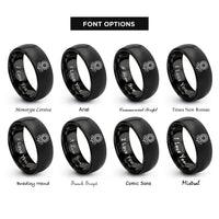 font options for inside engraving on black sunflower rings