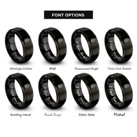 font options for inside engraving on black sunflower rings