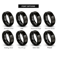 font options for inside engraving on black sunflower rings