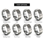 font options for inside engraving on silver sunflower bloom rings