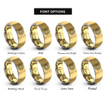 font options for inside engraving on gold & silver sunflower mandala circle rings