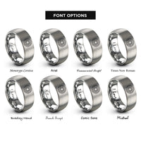 font options for inside engraving on grey sunflower mandala circle rings