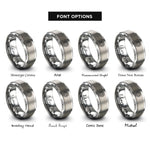 font options for inside engraving on grey sunflower mandala circle rings