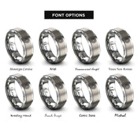 font options for inside engraving on grey sunflower mandala circle rings