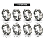 font options for inside engraving on silver sunflower mandala circle rings