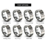 font options for inside engraving on gray sunflower mandala circle rings