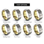 font options for inside engraving on gold & silver sunflower single bloom rings