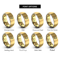 font options for inside engraving on gold & gray sunflower single bloom rings