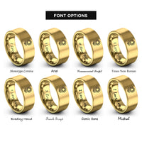 font options for inside engraving on gold sunflower single bloom rings