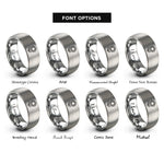 font options for inside engraving on silver sunflower single bloom rings