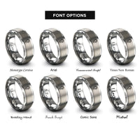 font options for inside engraving on grey sunflower single bloom rings