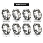 font options for inside engraving on silver sunflower single bloom rings