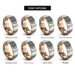 font options for inside engraving on rose gold & gray sunflower single bloom rings