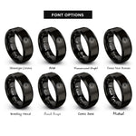 font options for inside engraving on black sunrise rings