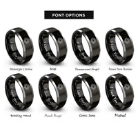 font options for inside engraving on black & gray sunrise horizon rings