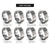 font options for inside engraving on grey sunrise horizon rings