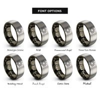 font options for inside engraving on gunmetal & gray sunrise horizon rings