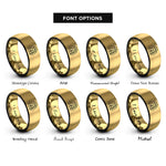 font options for inside engraving on black & gold sunrise paw compass rings