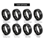font options for inside engraving on black sunrise paw compass rings