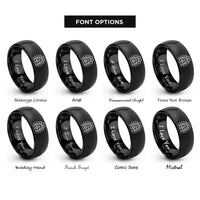 font options for inside engraving on black sunrise paw compass rings